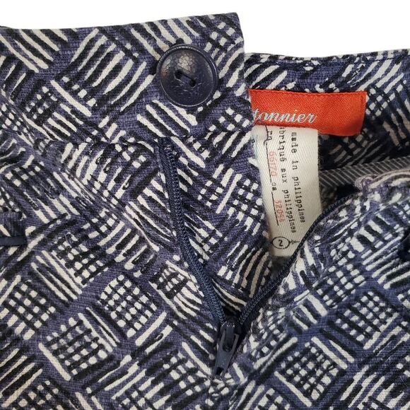 Cartonnier Geometric Woven Print Charlie Cropped Ankle Trouser Pants Blue Size 2 - Picture 9 of 12